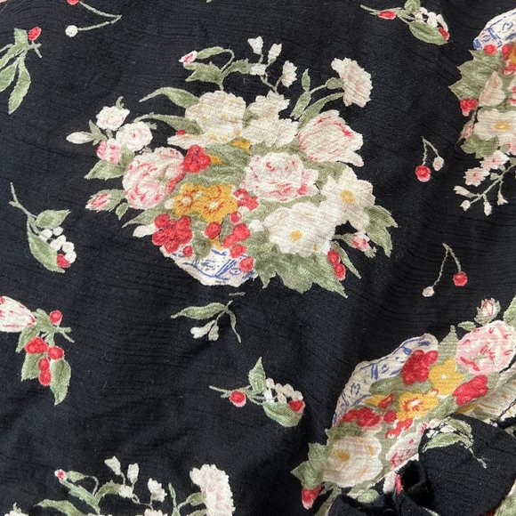 Vintage Flowy Button Up Midi Dress Floral Pleated Cottagecore Preppy Hippie Boho - Picture 7 of 8